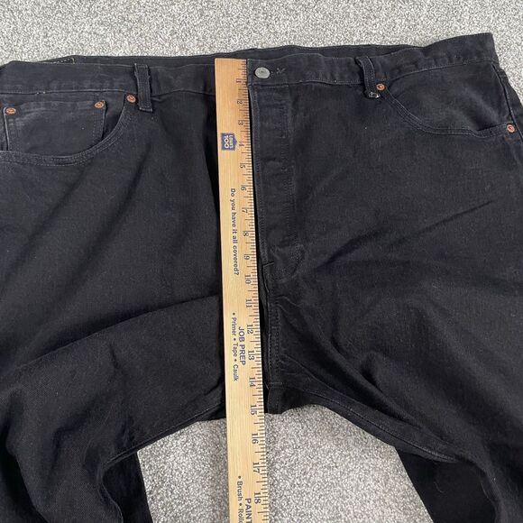 Levis 501 Original Jeans Mens Stretch Straight Leg Button Fly Black Size 48x31 - Picture 12 of 13